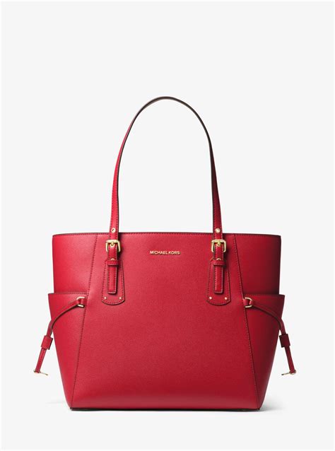 michael kors voyager small crossgrain leather tote|michael kors zip top tote.